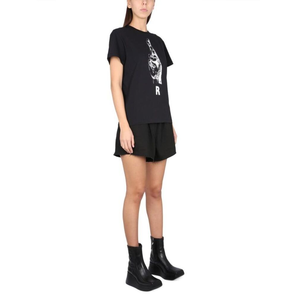 RAF SIMONS Women's Relaxed Fit Raw Hem Shorts Women BLACK Pants
